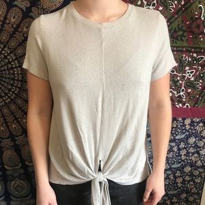 Beige Flowy Top with Knot